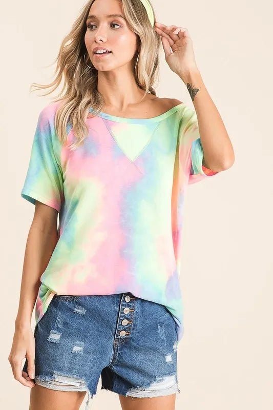 BiBi Tie Dye French Terry Print Top - Seedandsoulful