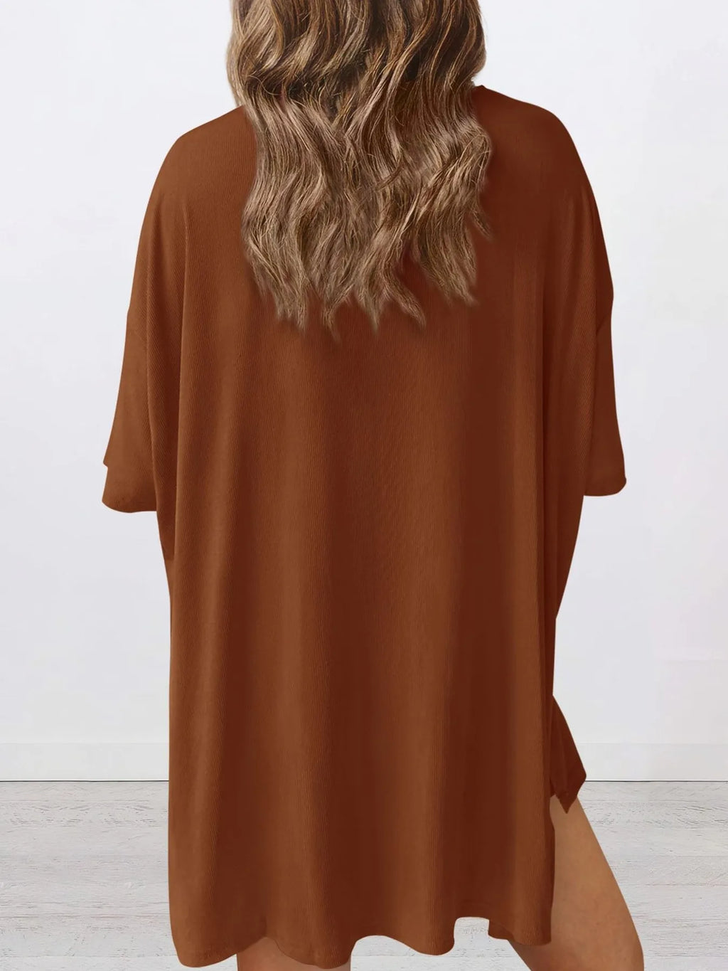 Full Size Oversized Round Neck Top and Shorts Set Plus Size - Seedandsoulful