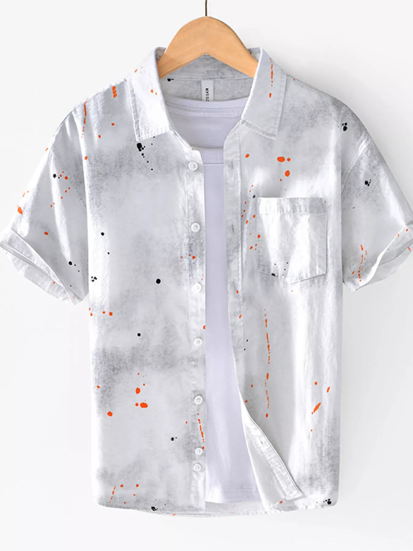 Men's Splatter Print Casual Short Sleeve Shirt - Seedandsoulful