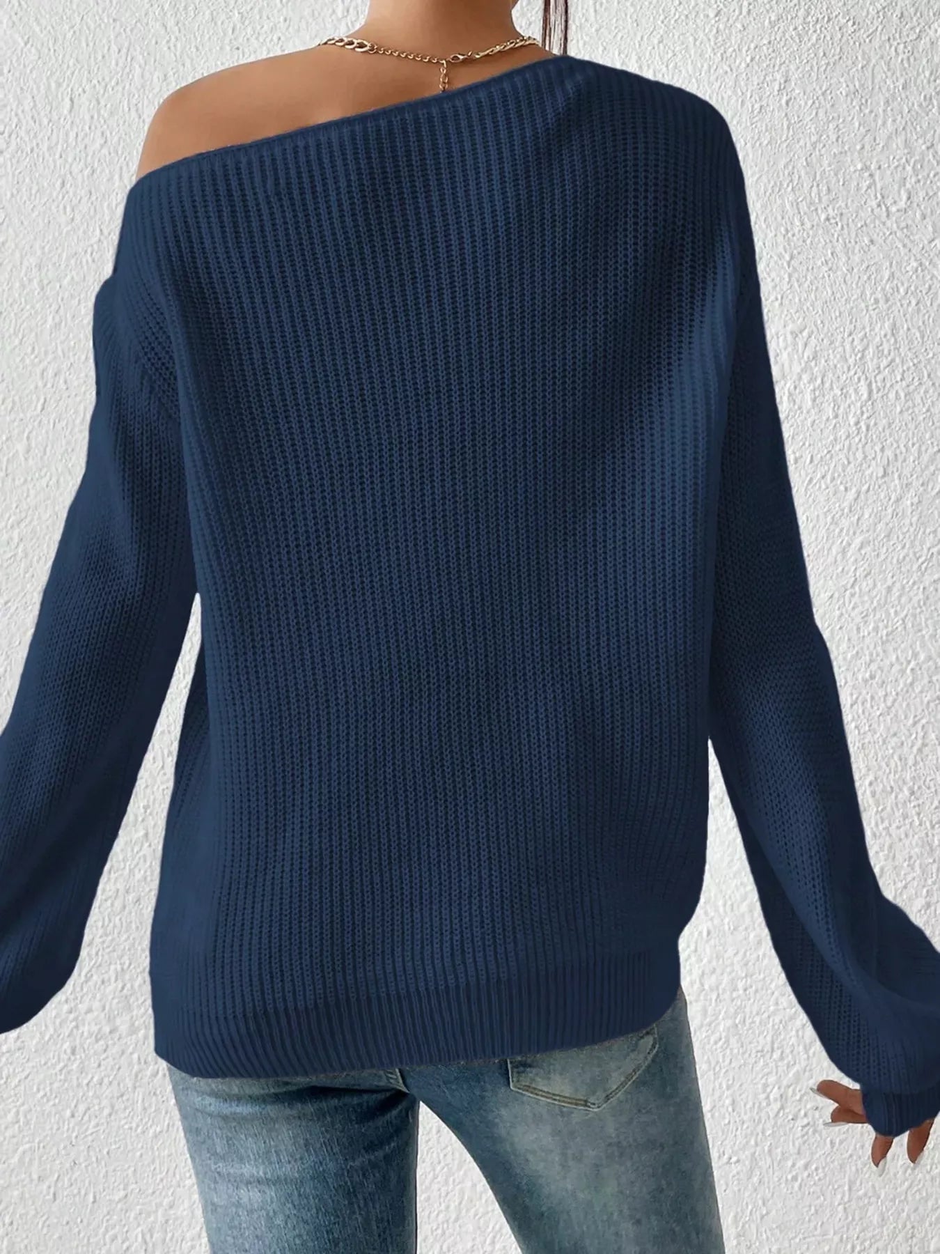 Single Shoulder Knit Sweater - Seedandsoulful