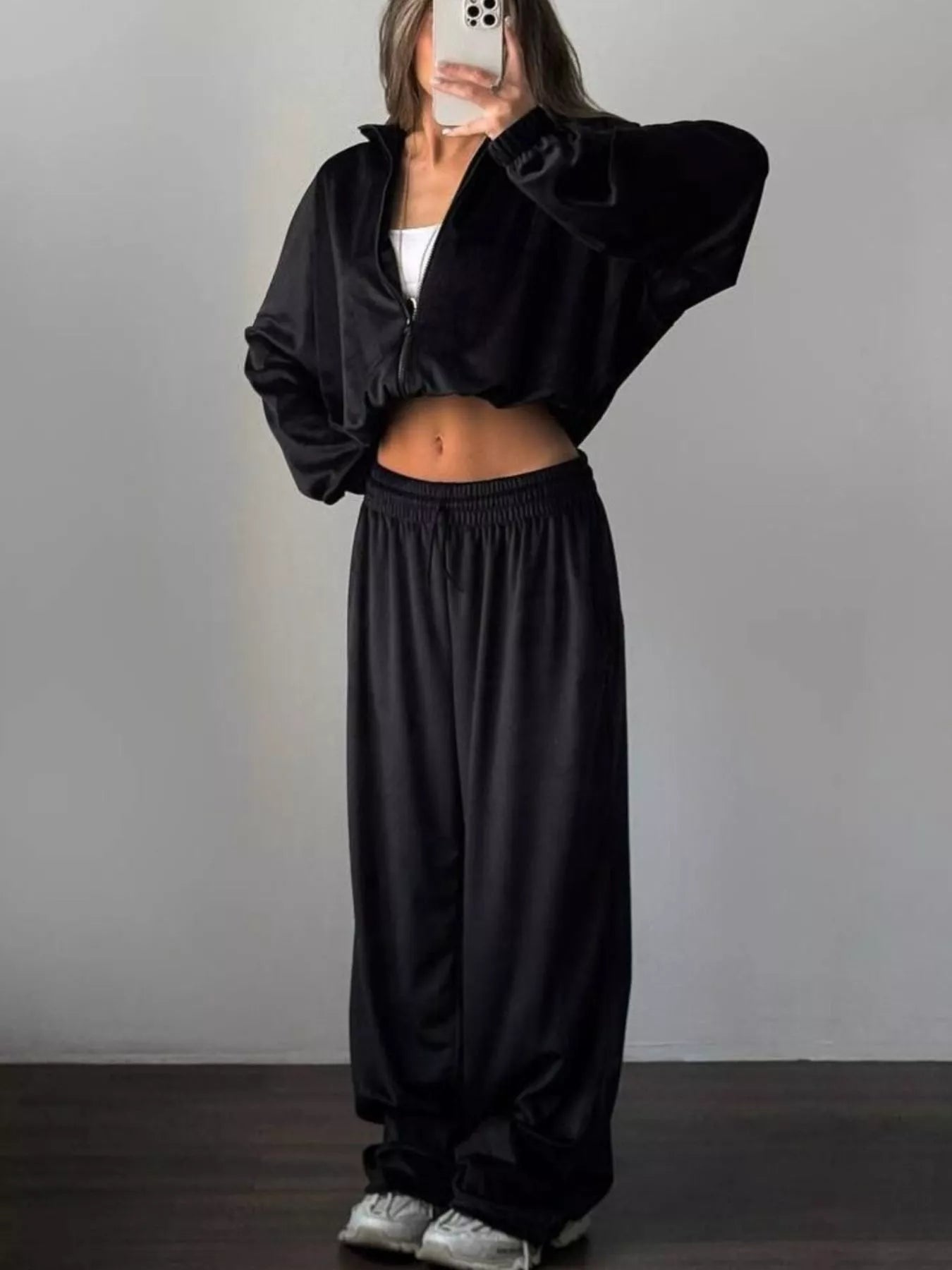 Zip Up Long Sleeve Outerwear and Pants Set - Seedandsoulful