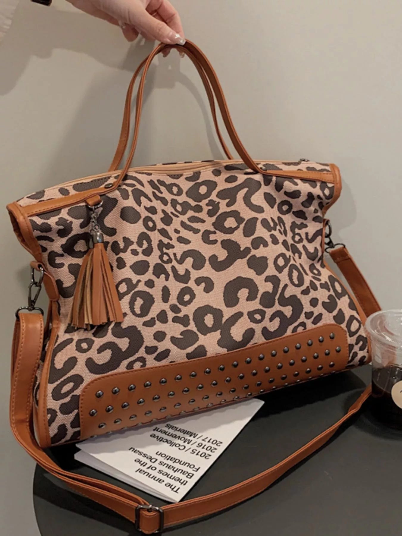 Leopard Studded Tote Bag - Seedandsoulful