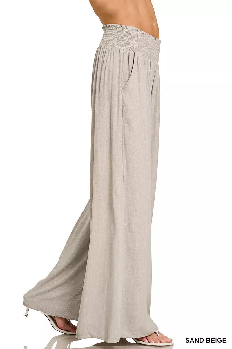 Zenana Smocked Waistband Wide Leg Lounge Pants - Seedandsoulful