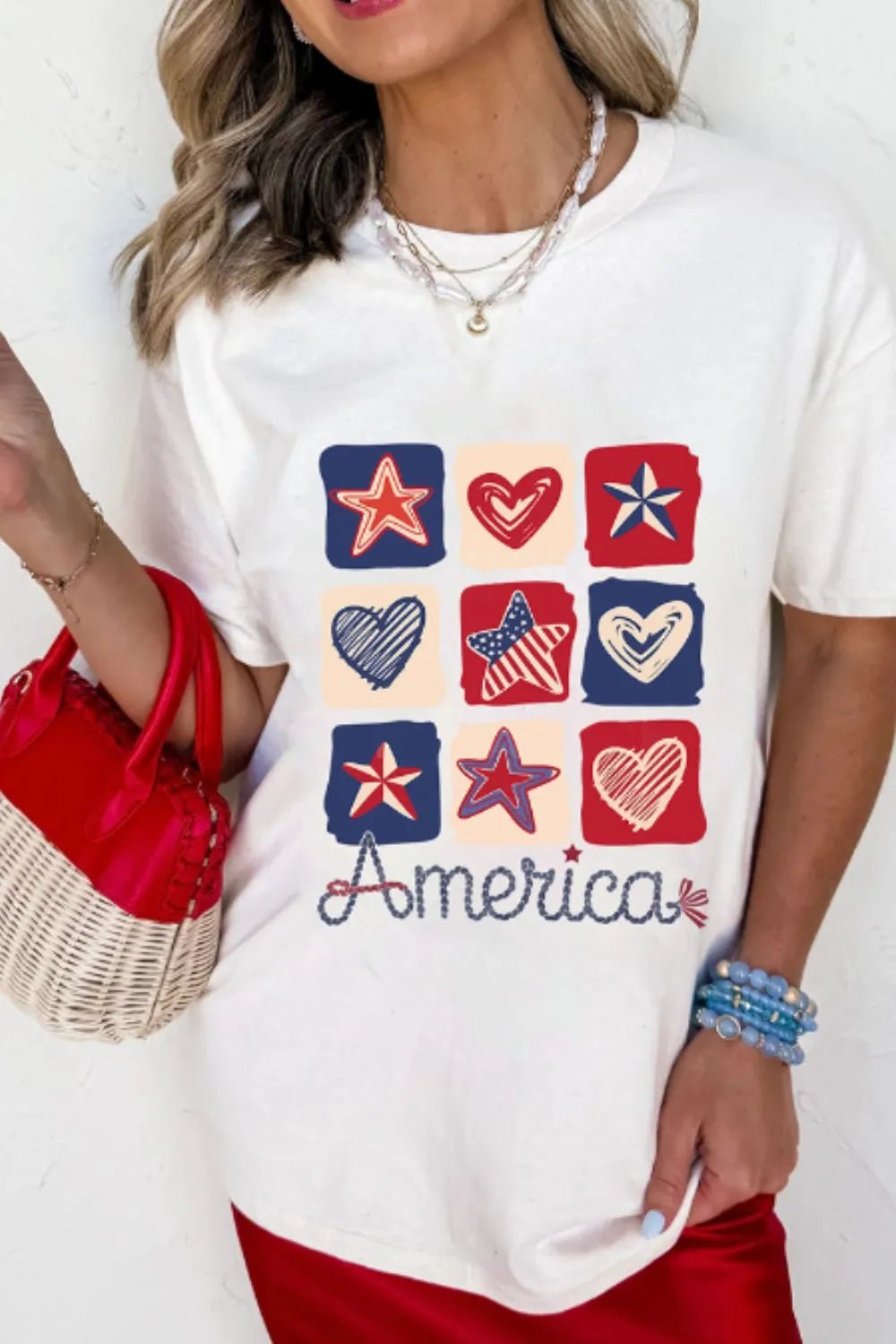 American Heart Star Checkered Graphic Tee - Seedandsoulful