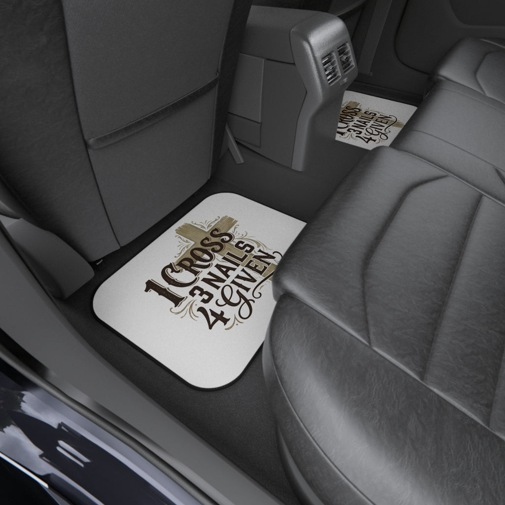 Car Mats — "1 Cross 3 Nails 4 Given" Religious Christian Floor Mat Set (4 - Piece) - Seedandsoulful