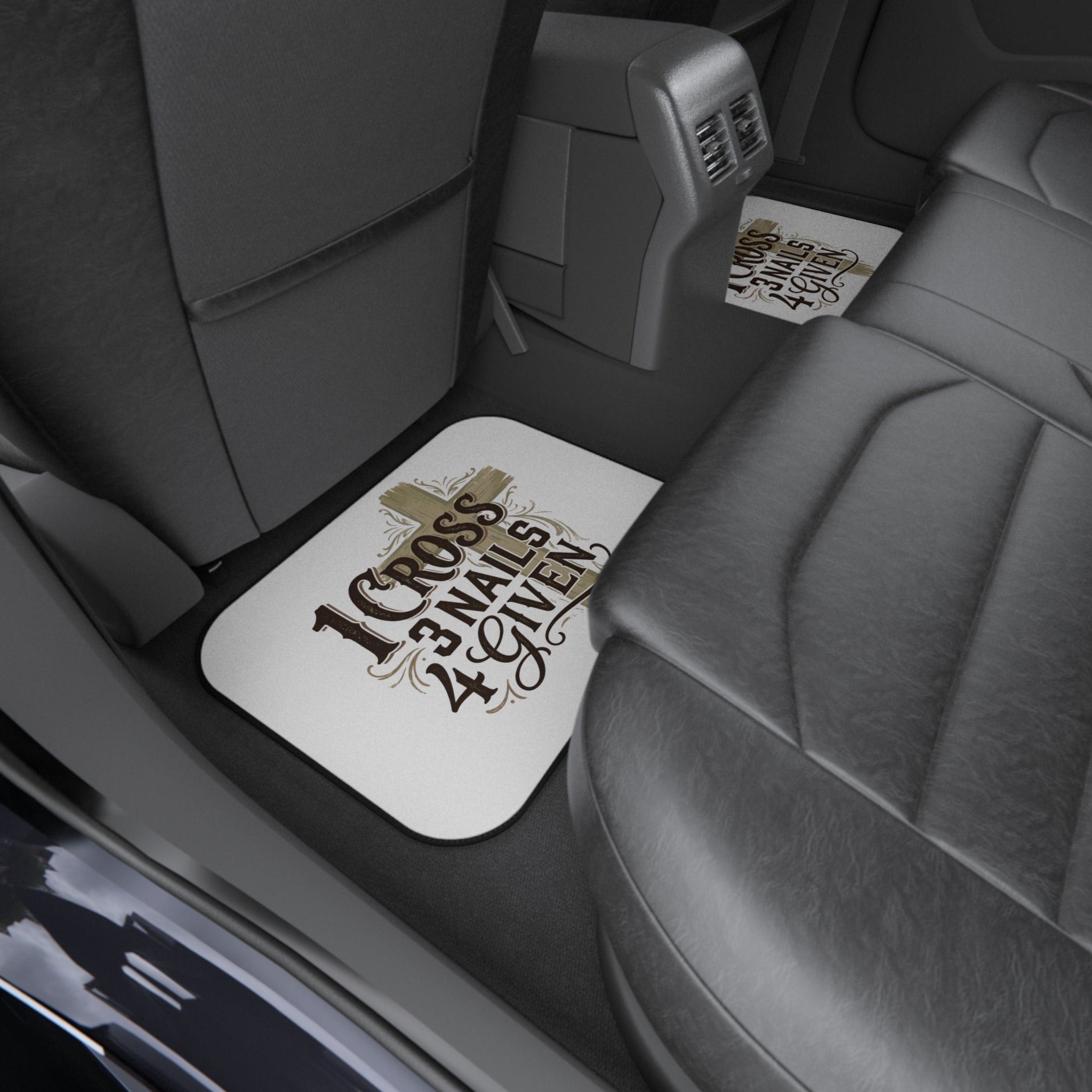 Car Mats — "1 Cross 3 Nails 4 Given" Religious Christian Floor Mat Set (4 - Piece) - Seedandsoulful