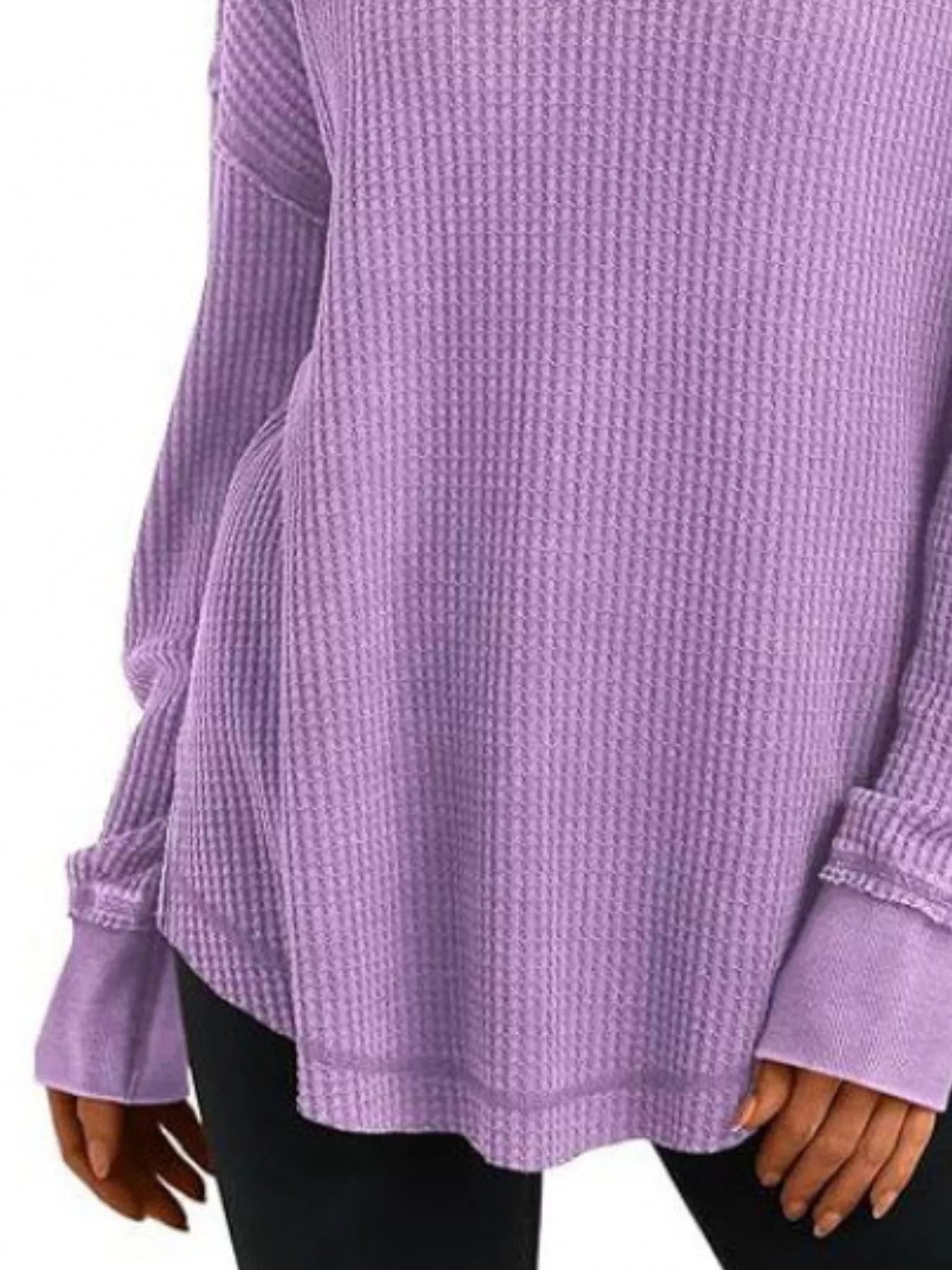 Slit Notched Long Sleeve T-Shirt - Seedandsoulful