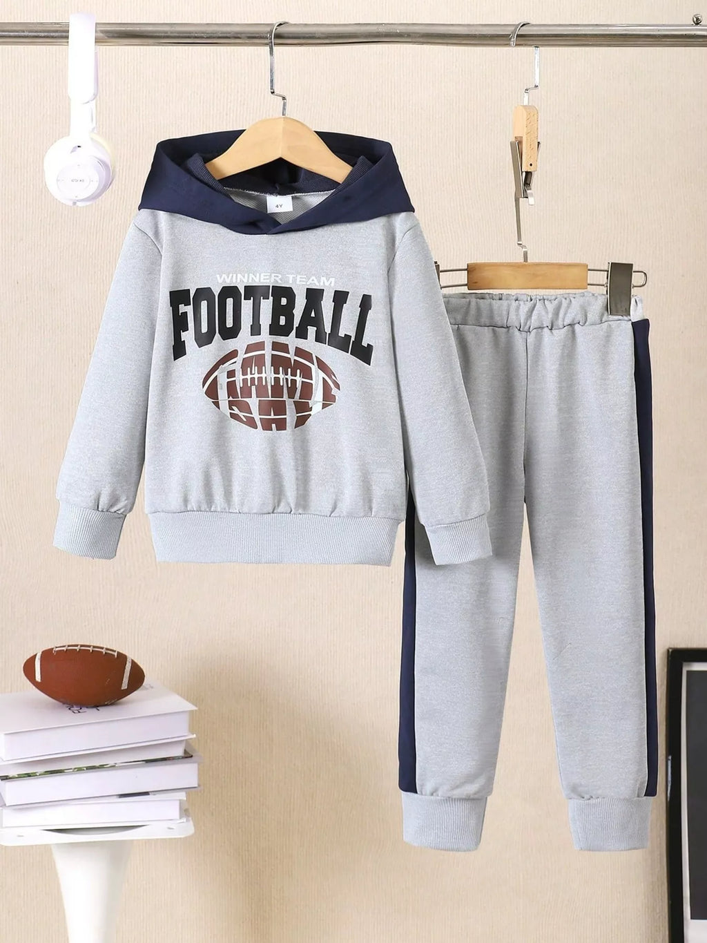 Children's Football Graphic Hoodie & Pants Set - Seedandsoulful