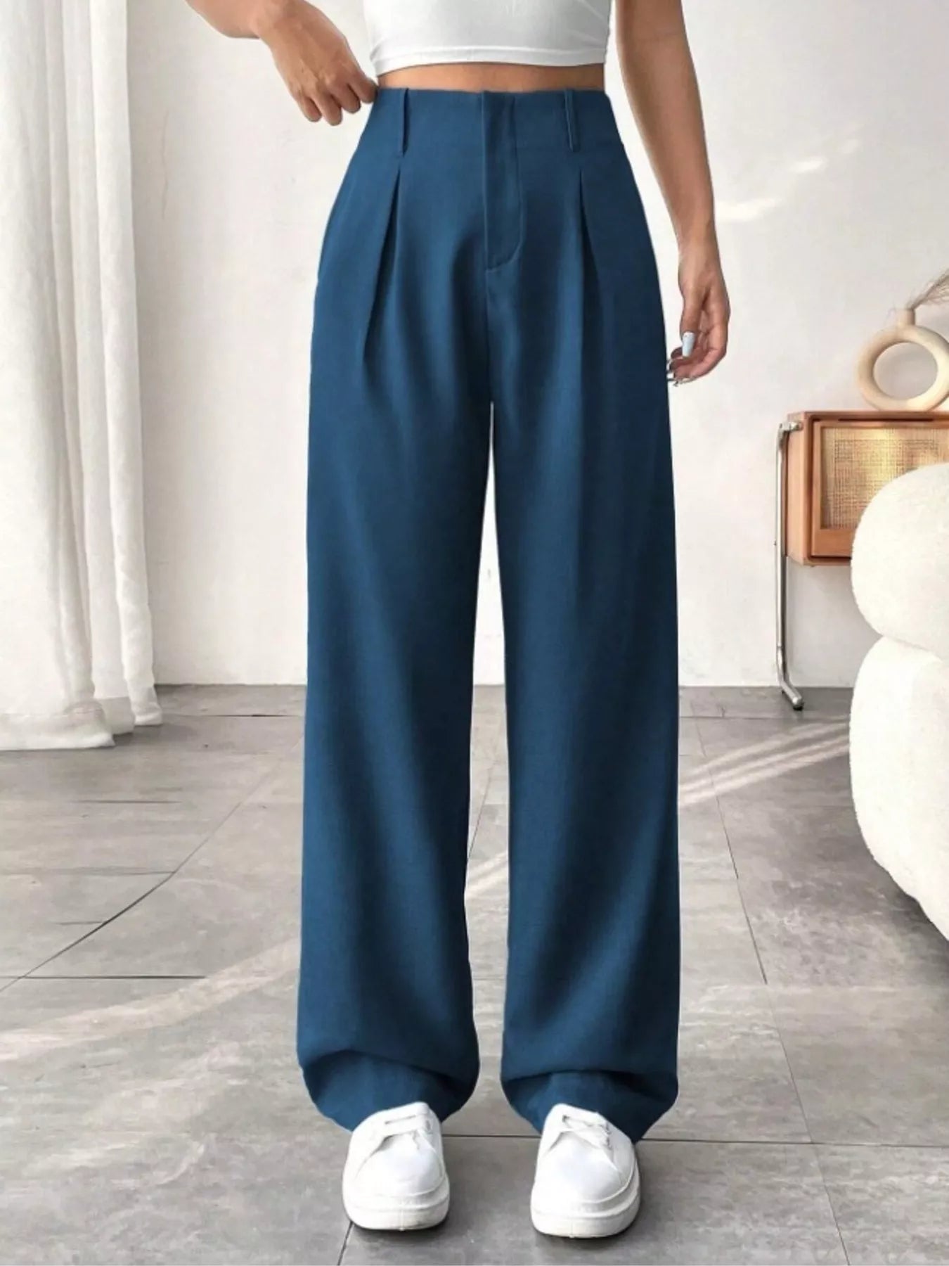 Wide Leg Pleated Pants - Seedandsoulful