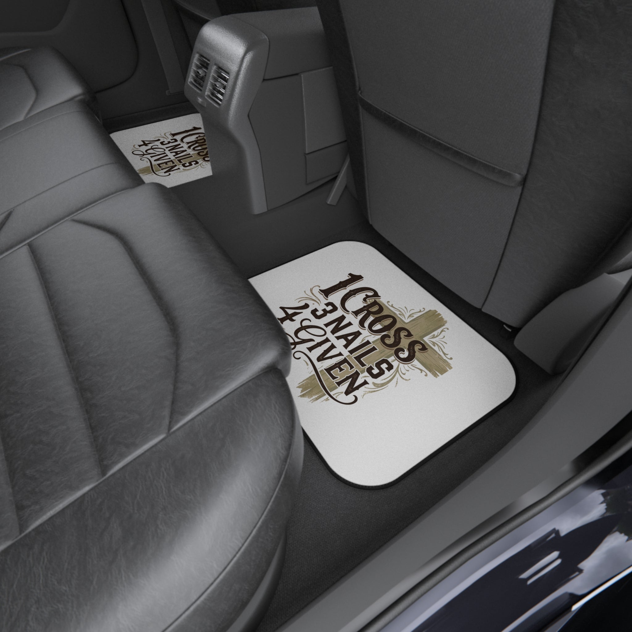 Car Mats — "1 Cross 3 Nails 4 Given" Religious Christian Floor Mat Set (4 - Piece) - Seedandsoulful
