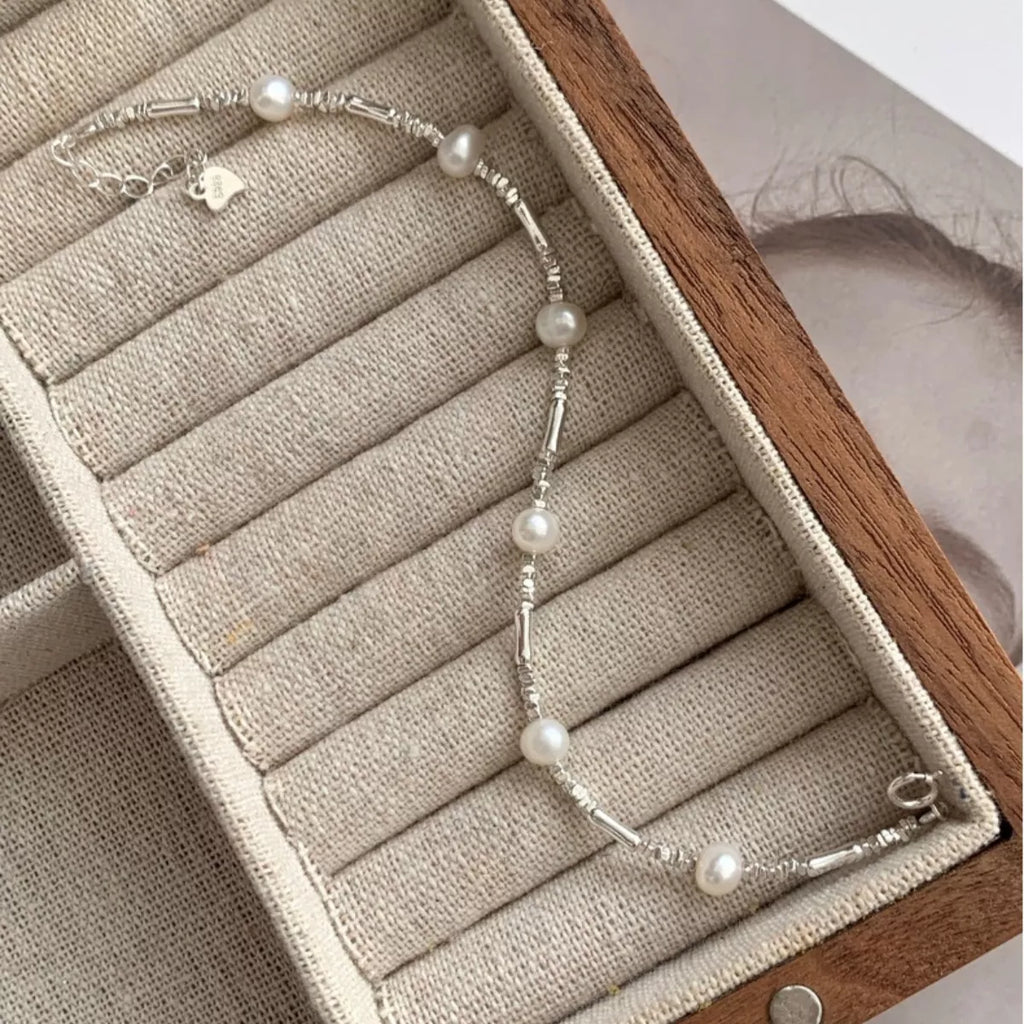 925 Sterling Silver Pearl Bracelet - Seedandsoulful