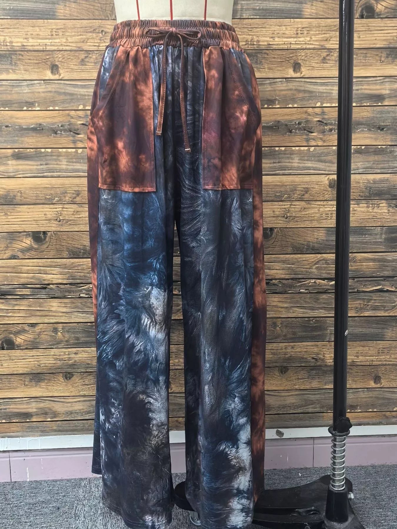 Full Size Tie - Dye Wide Leg Casual Pants Plus Size - Seedandsoulful
