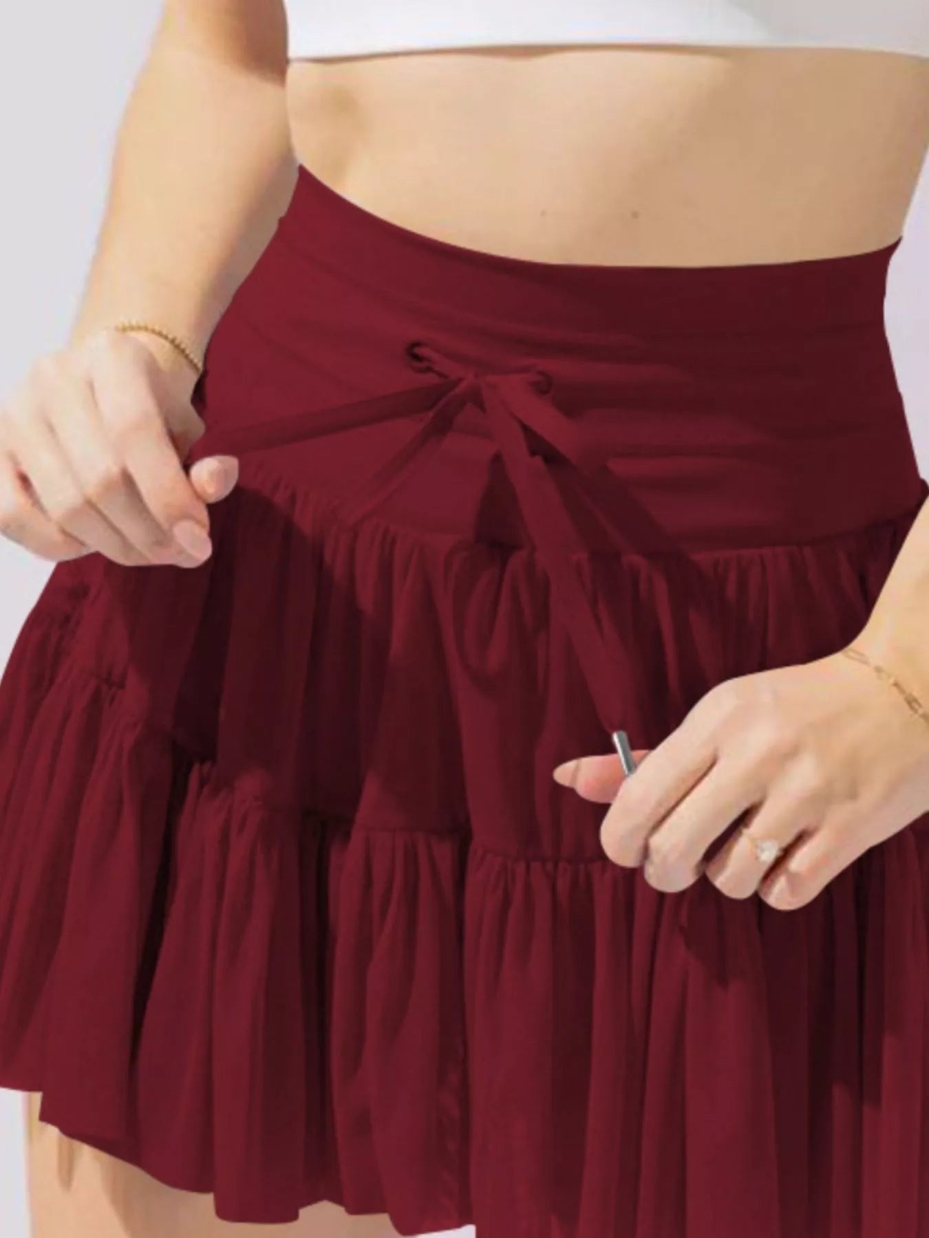 Tiered Skort with Drawstring - Seedandsoulful