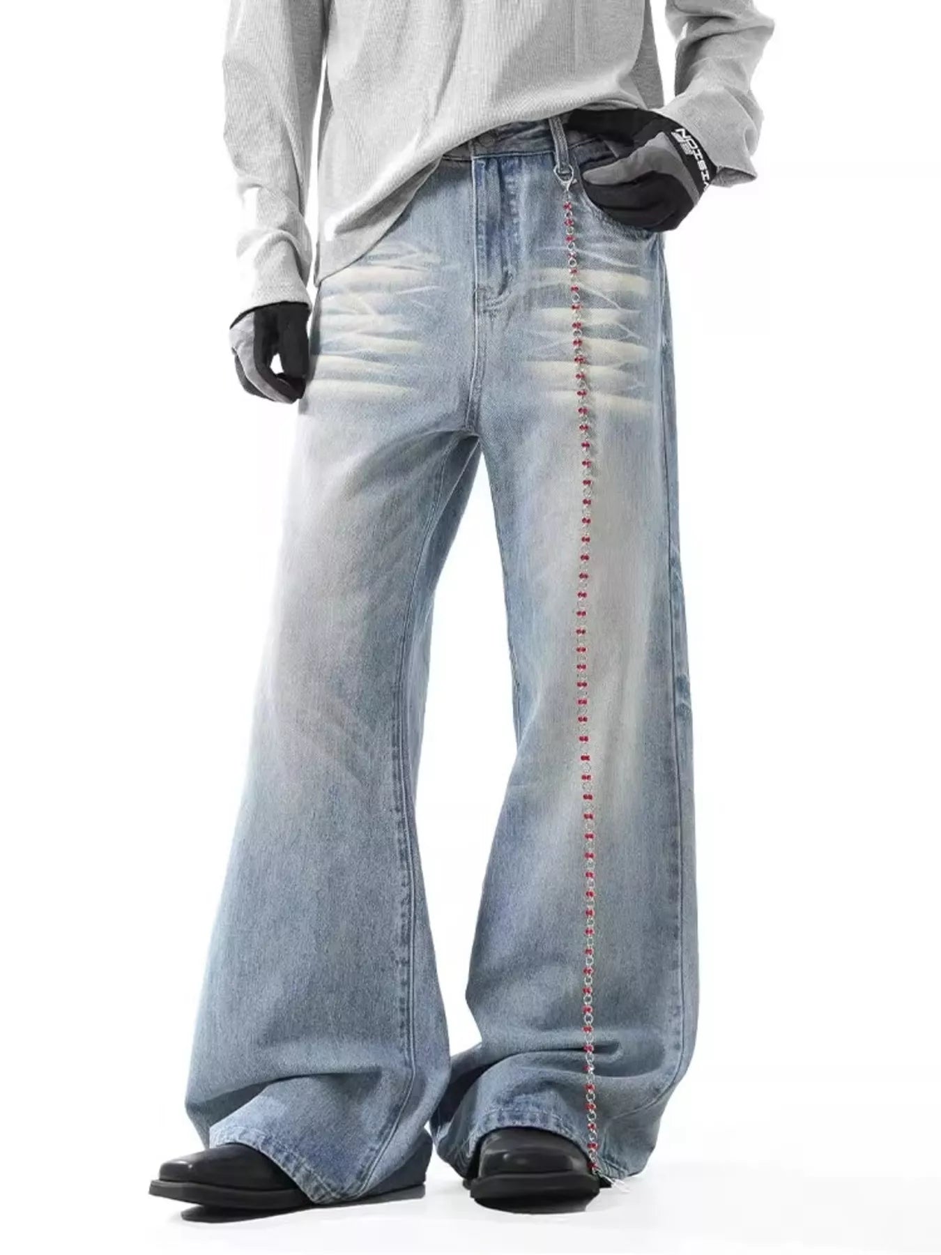 Men's Washed Wide Leg Jeans - Seedandsoulful