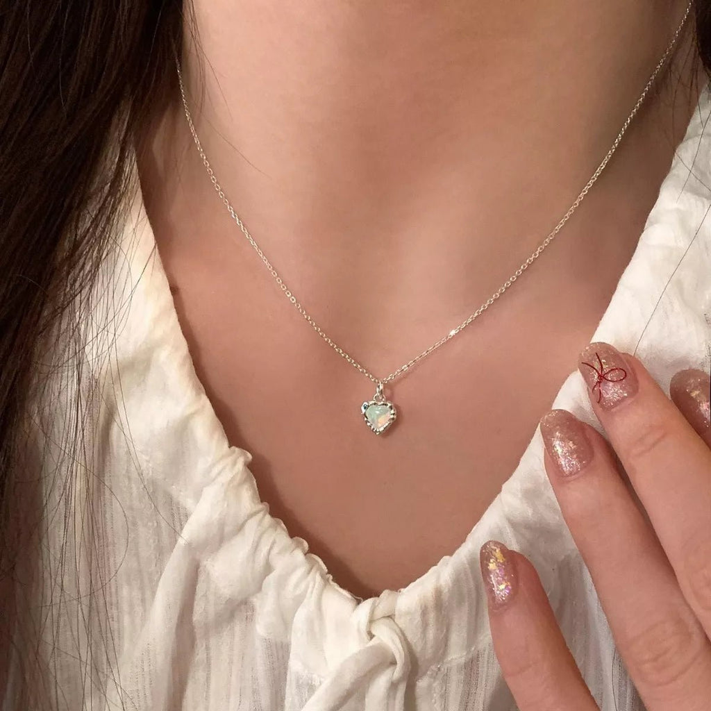 925 Sterling Silver Zircon Heart Necklace - Seedandsoulful