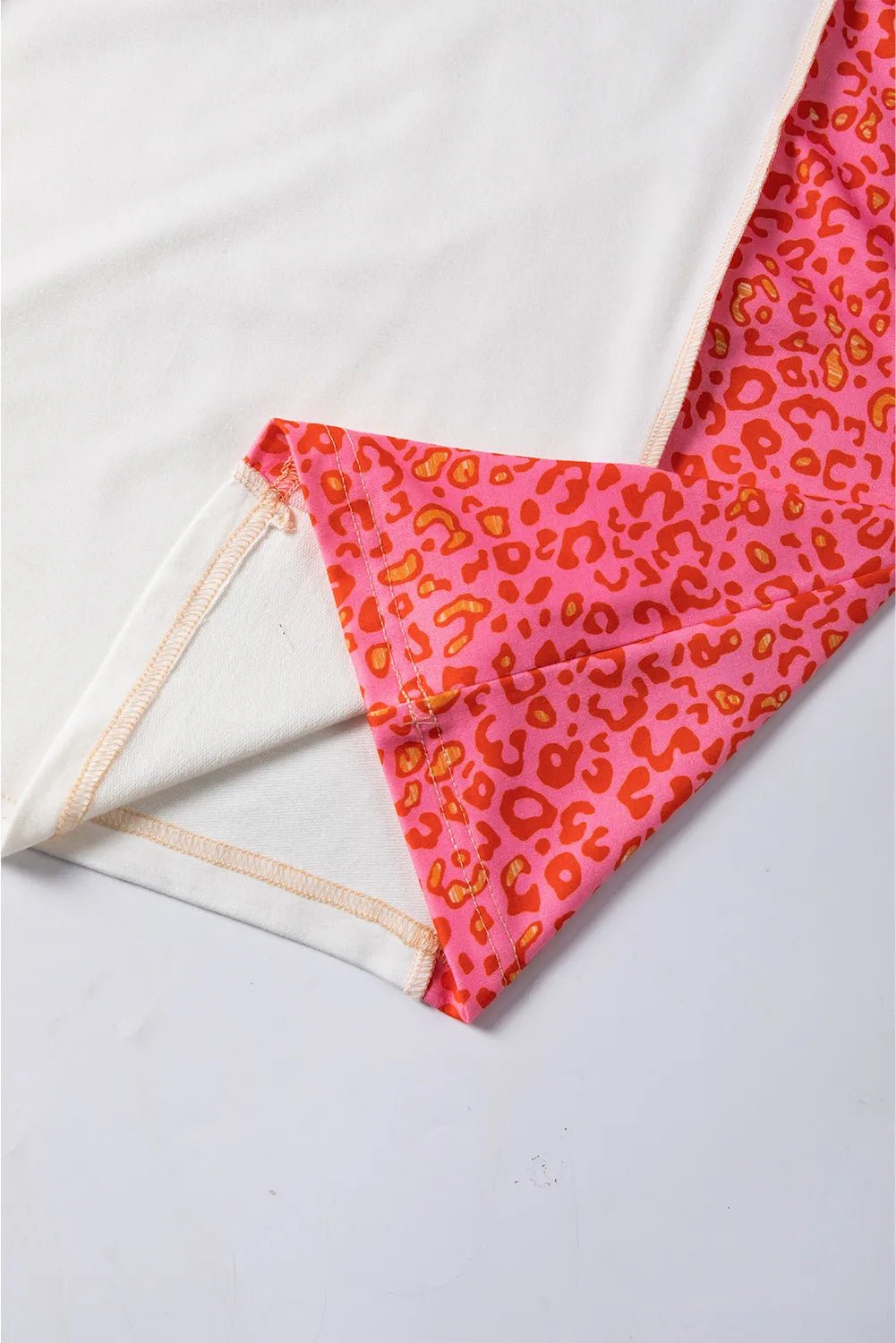 Exposed Seam Leopard Color Block Round Neck Top - Seedandsoulful