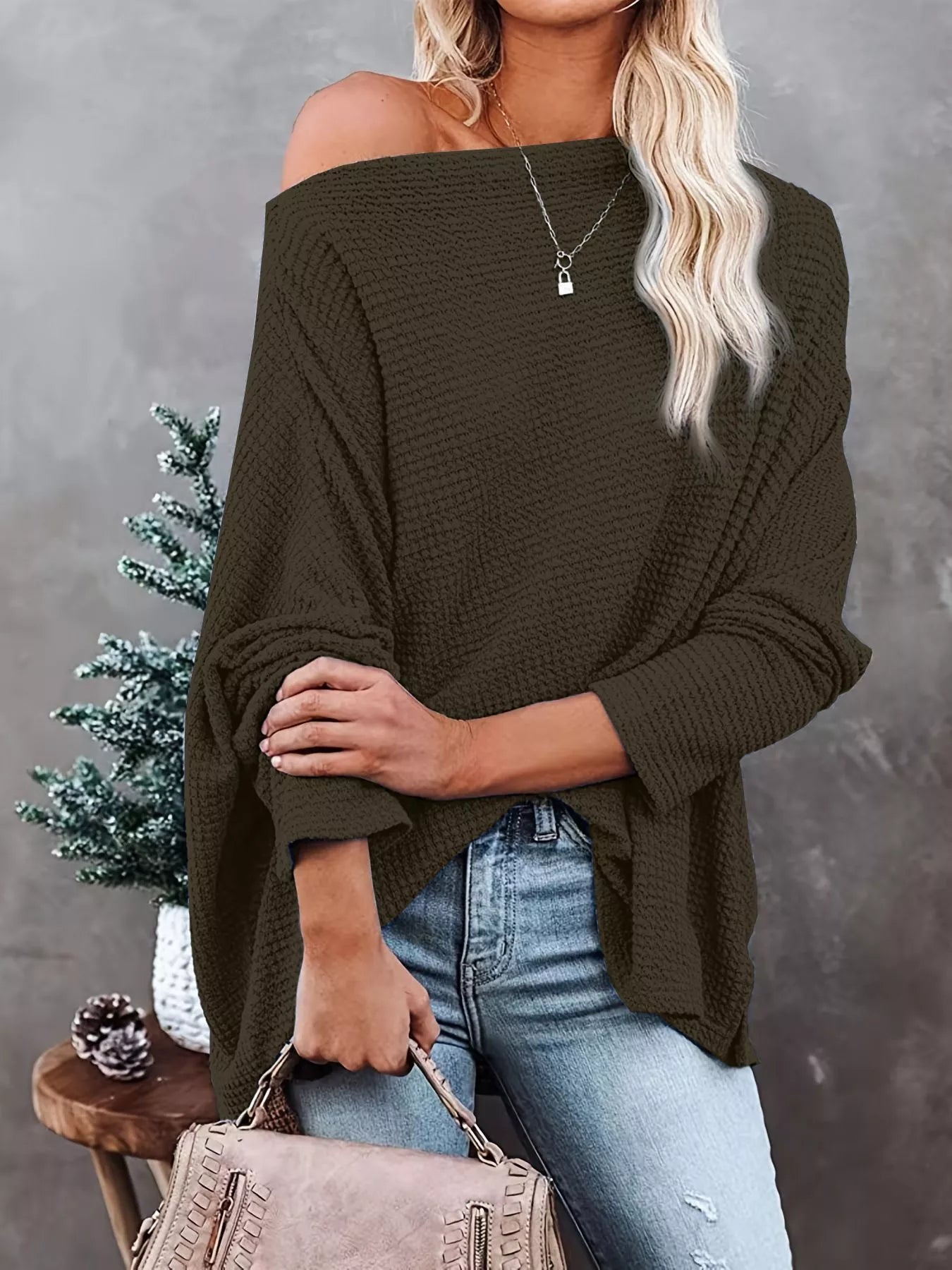 Waffle Knit Boat Neck T-Shirt - Seedandsoulful