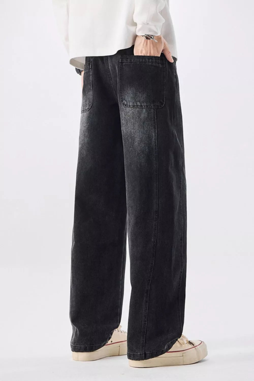 Men's Plus Size Vintage Wash Wide Leg Jeans - Seedandsoulful