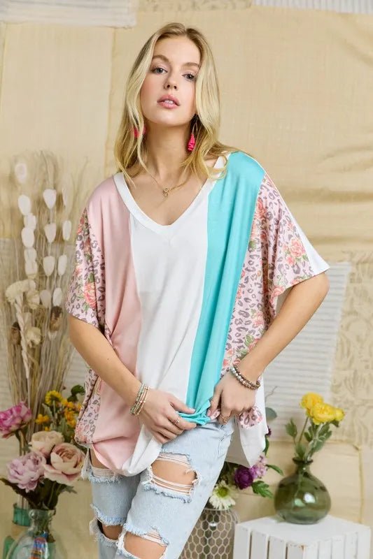 ADORA Colorblock Casual Knit Tunic Top - Seedandsoulful