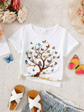 Children's Butterfly Tree Graphic Casual T-Shirt - Seedandsoulful