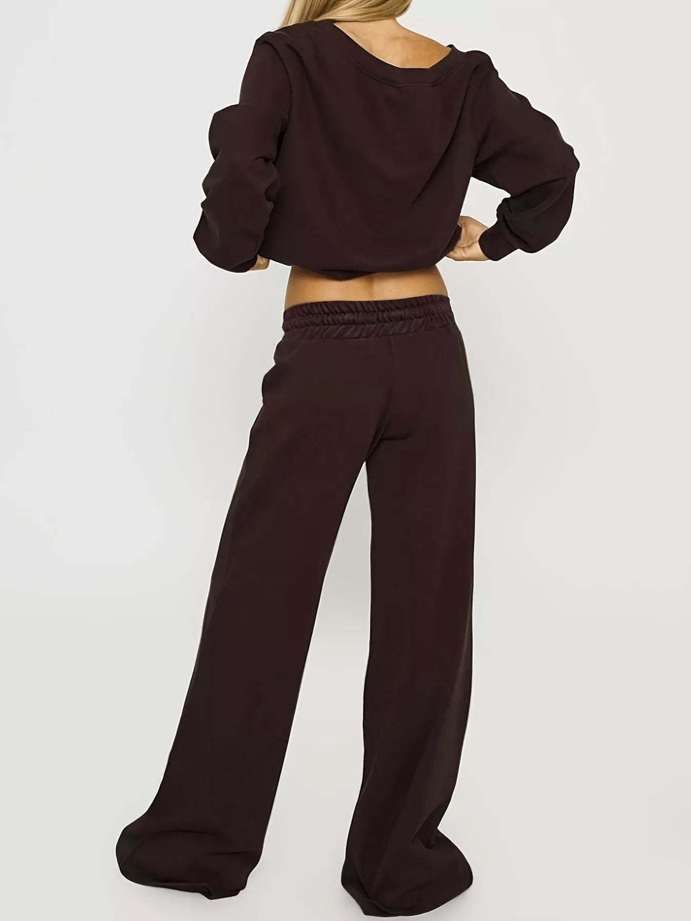 Boat Neck Long Sleeve Sweatshirt and Pants Set - Seedandsoulful