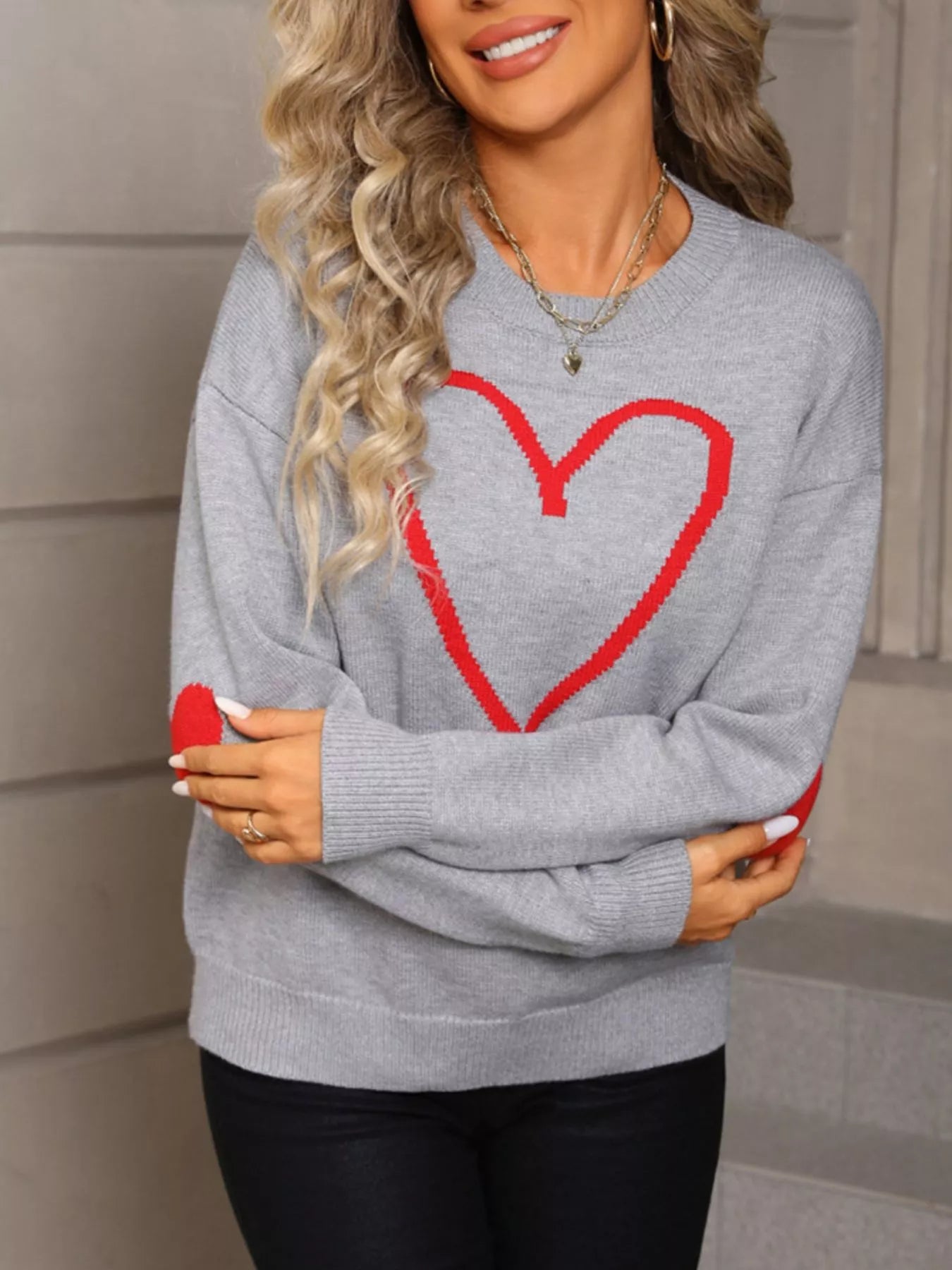 Valentine's Day Heart Graphic Dropped Shoulder Sweater - Seedandsoulful