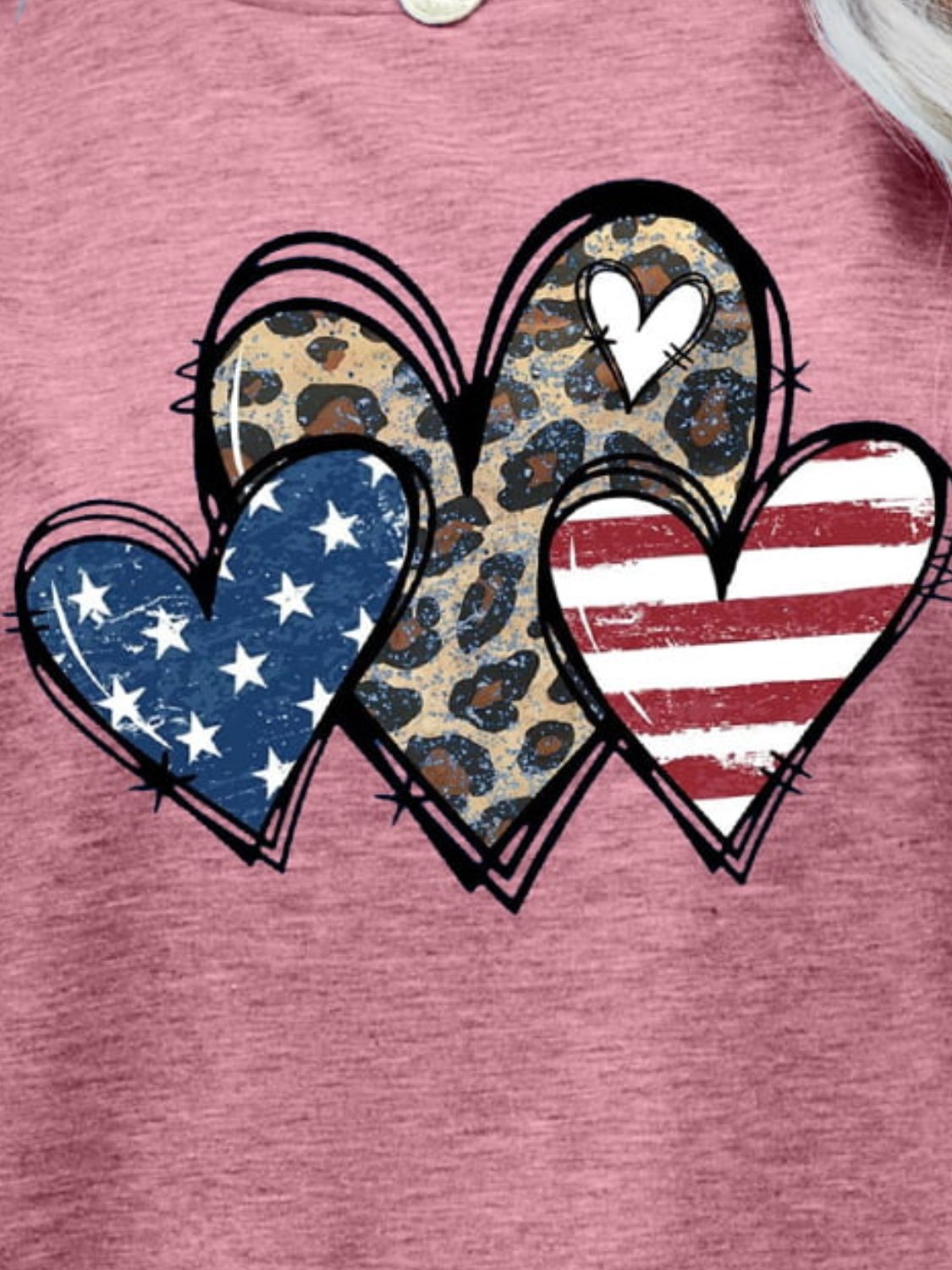 US Flag Leopard Heart Graphic Tee - Seedandsoulful