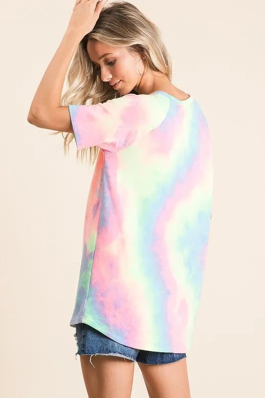 BiBi Tie Dye French Terry Print Top - Seedandsoulful