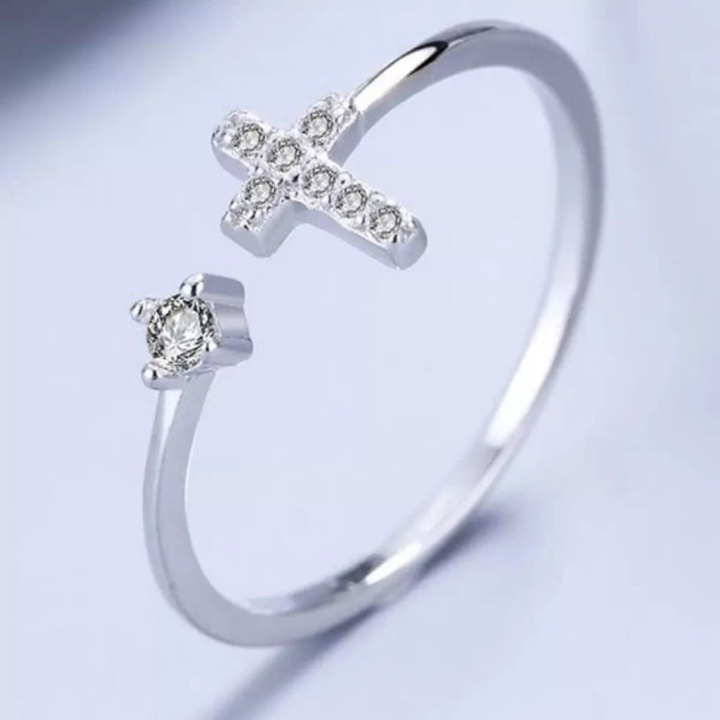 Adjustable Open Cross Ring - Seedandsoulful