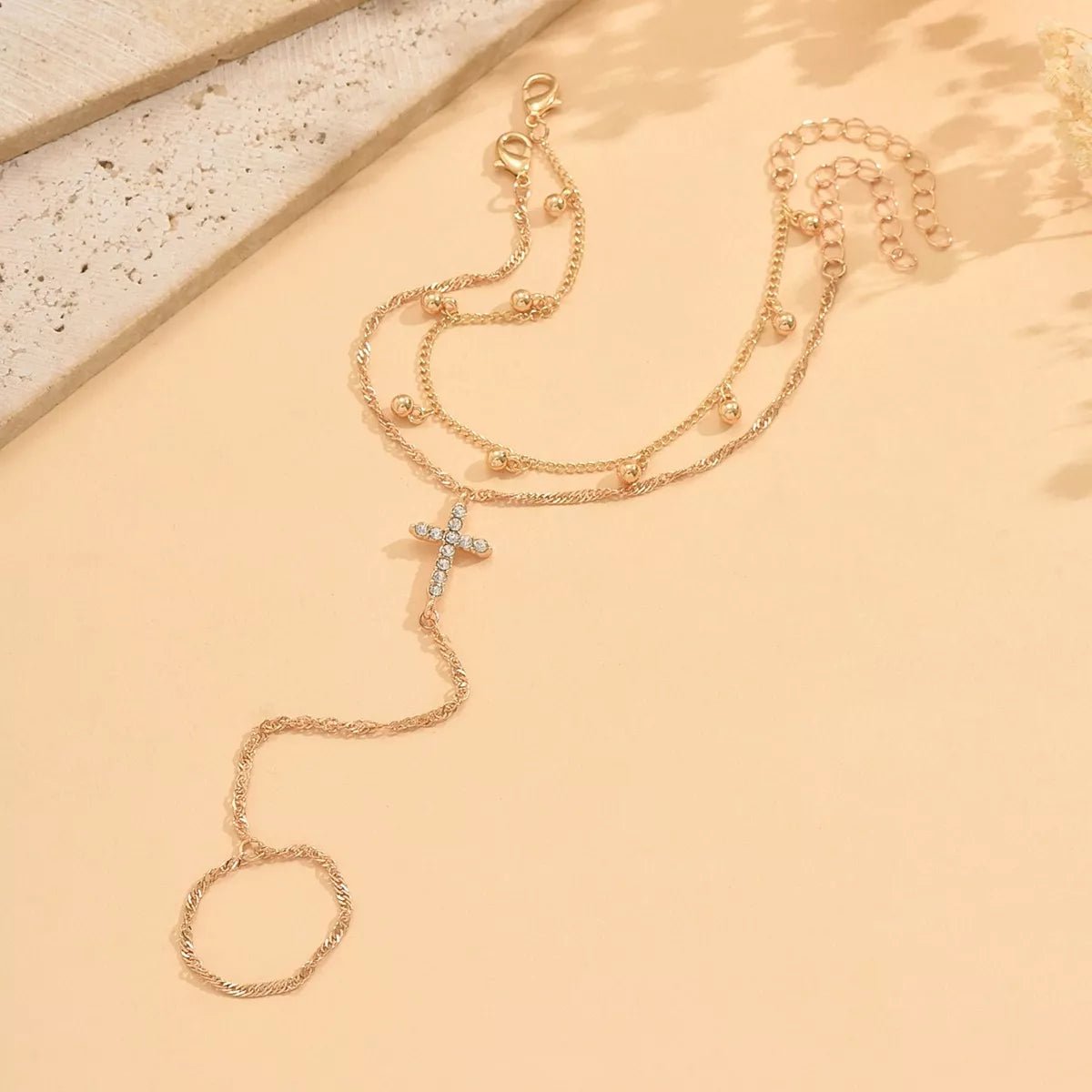 18K Gold - Plated Chain Cross Bracelet - Seedandsoulful