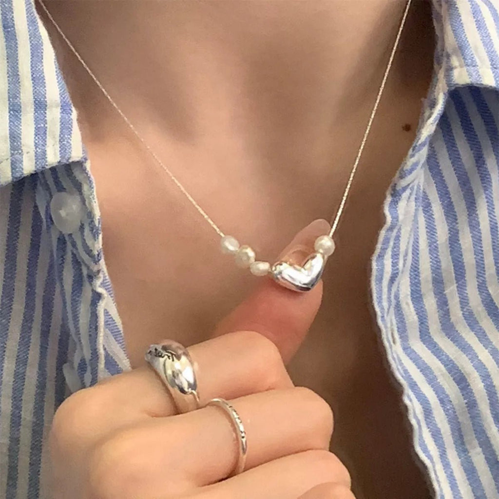 Heart & Pearl Accent Necklace - Seedandsoulful