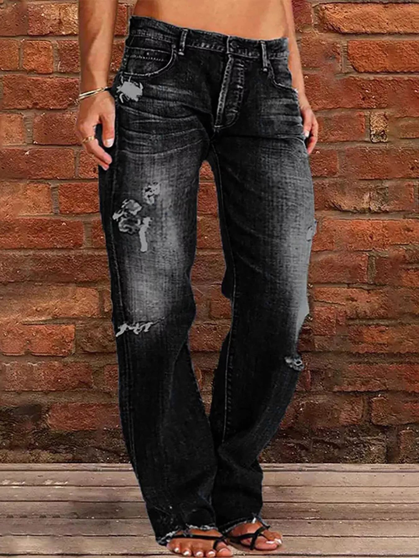 Distressed Loose Fit Jeans - Seedandsoulful