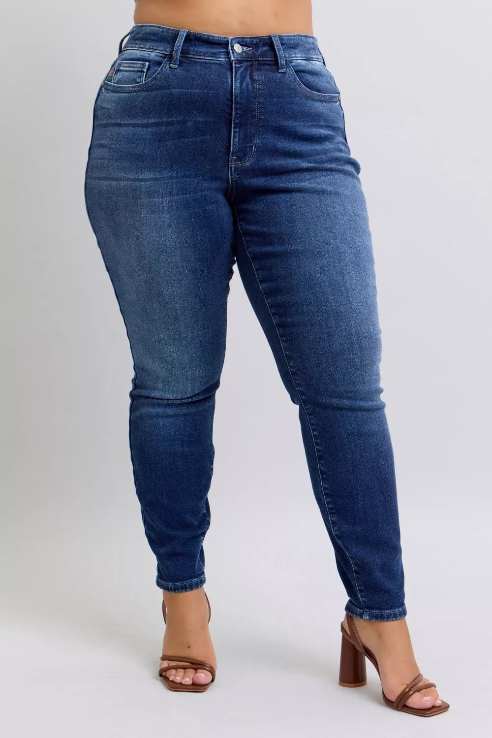 Judy Blue Full Size Washed Thermal Skinny Jeans Plus Size - Seedandsoulful