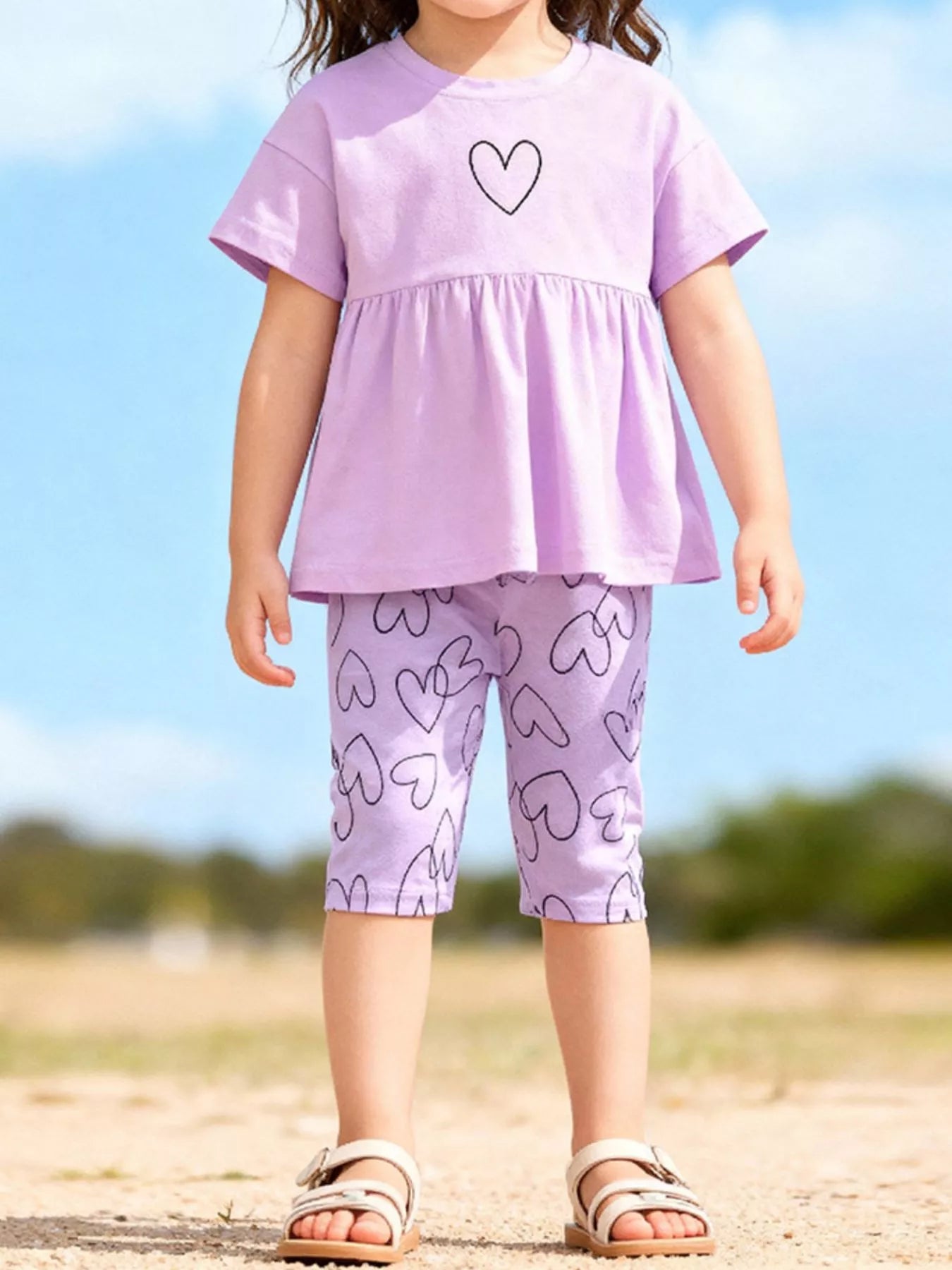 Children's Heart Print Tee and Shorts Casual Set - Seedandsoulful