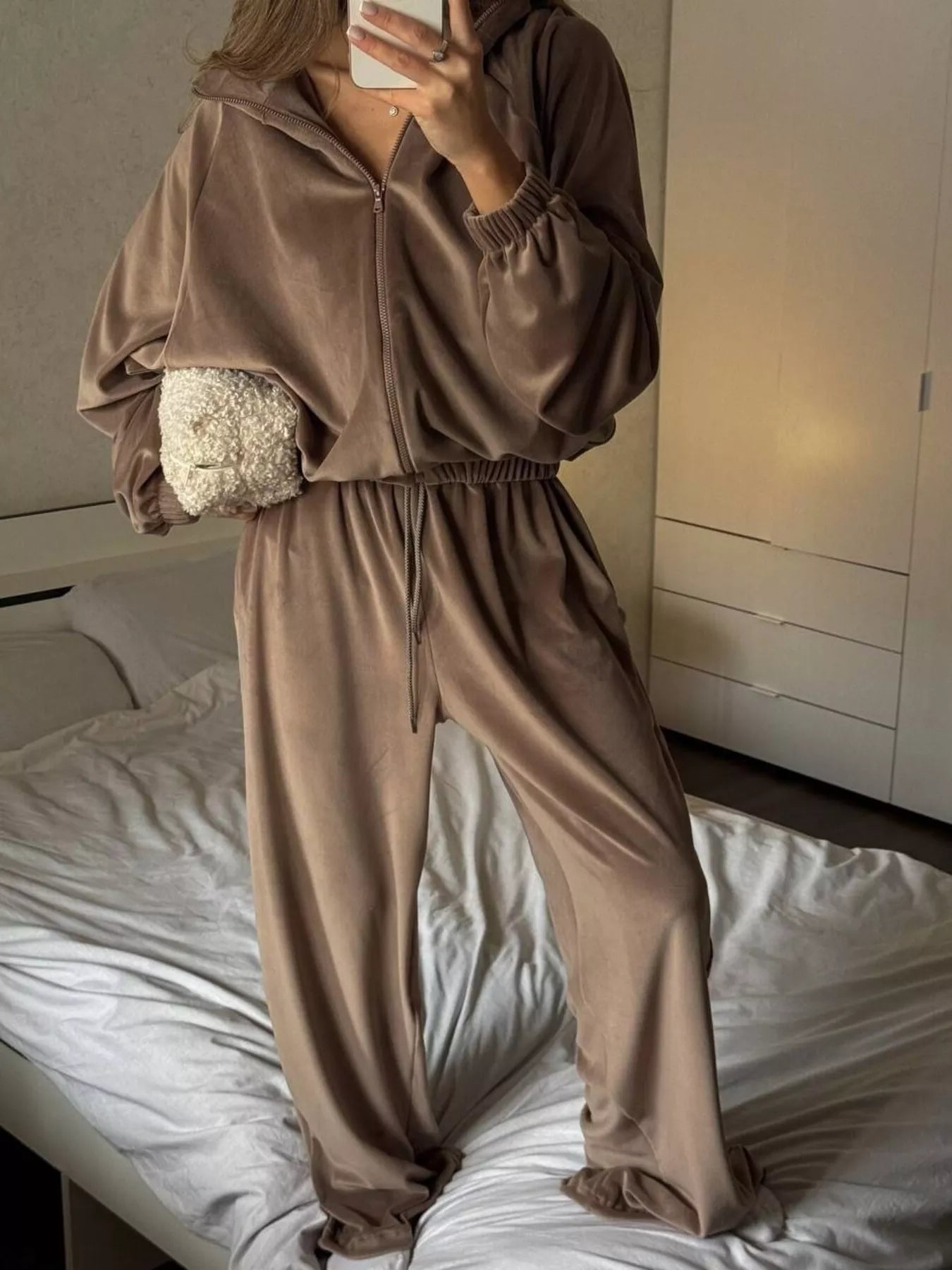 Zip Up Long Sleeve Outerwear and Pants Set - Seedandsoulful