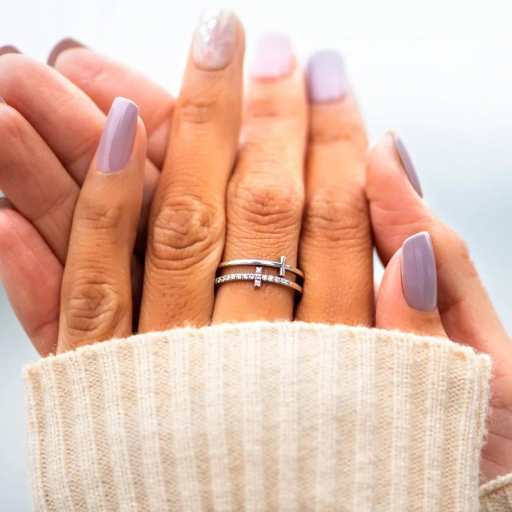 Double Band Cross Ring - Seedandsoulful