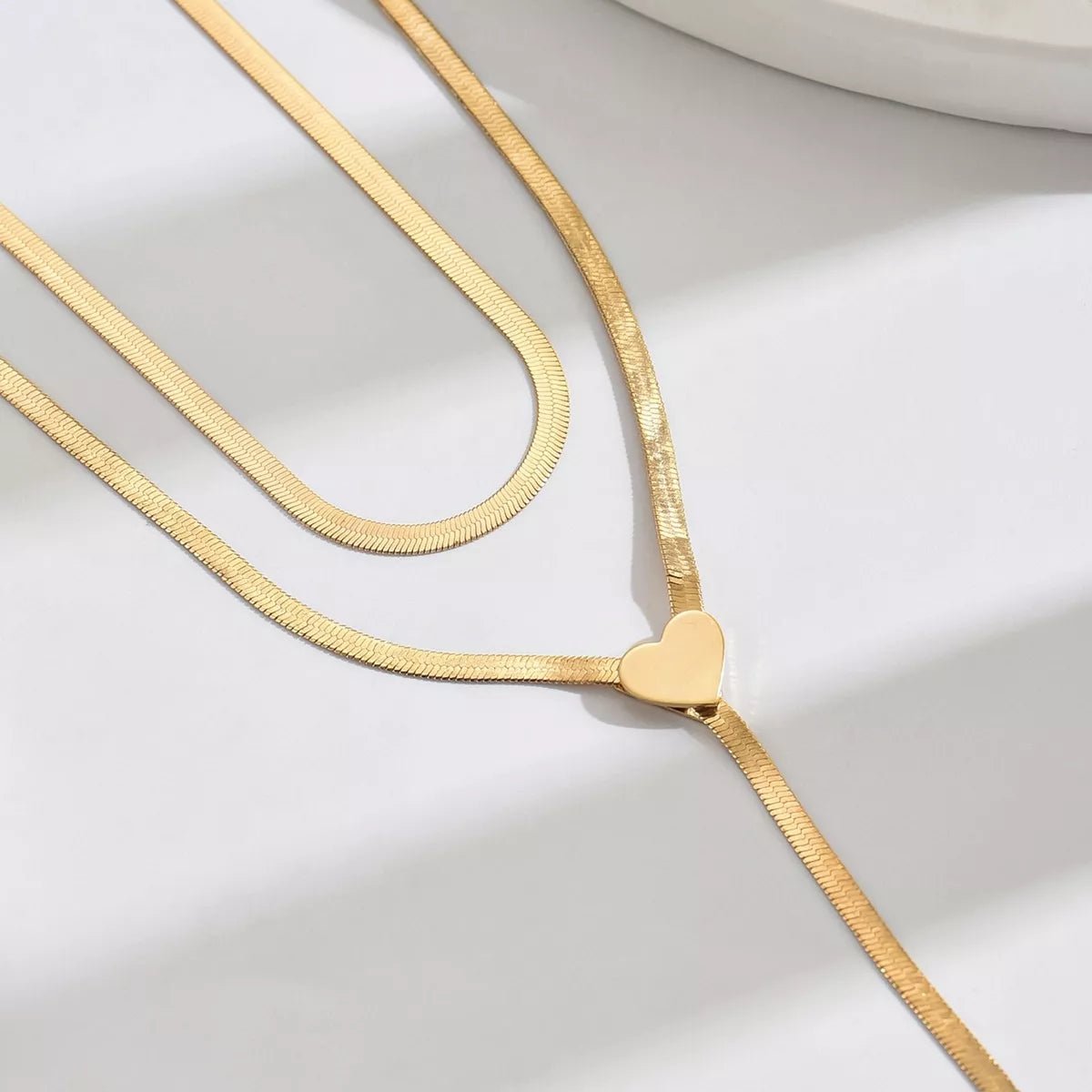 2 Piece 18K Gold - Plated Heart Necklace - Seedandsoulful