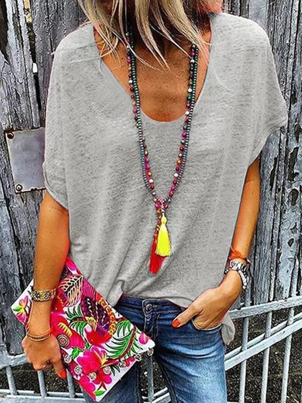 Full Size Scoop Neck Short Sleeve T-Shirt - Seedandsoulful