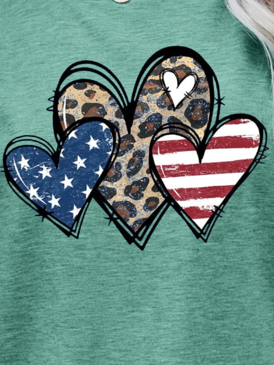 US Flag Leopard Heart Graphic Tee - Seedandsoulful