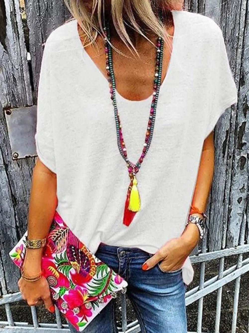 Full Size Scoop Neck Short Sleeve T-Shirt - Seedandsoulful