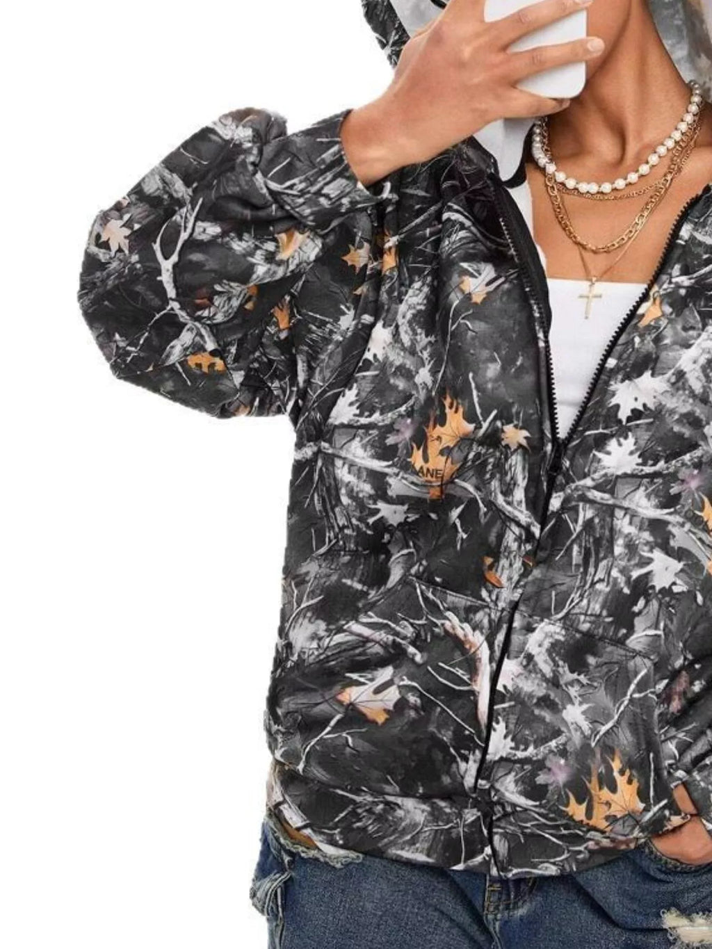 Vintage Printed Zip - Up Hoodie - Seedandsoulful