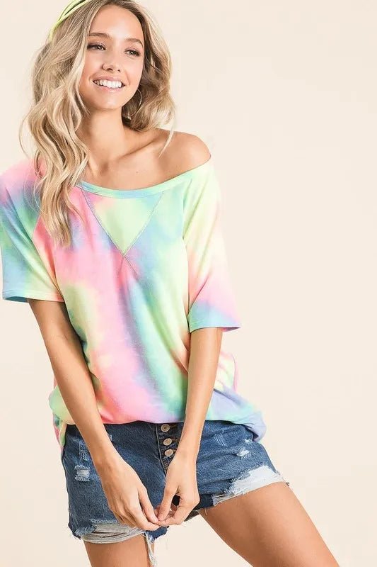 BiBi Tie Dye French Terry Print Top - Seedandsoulful