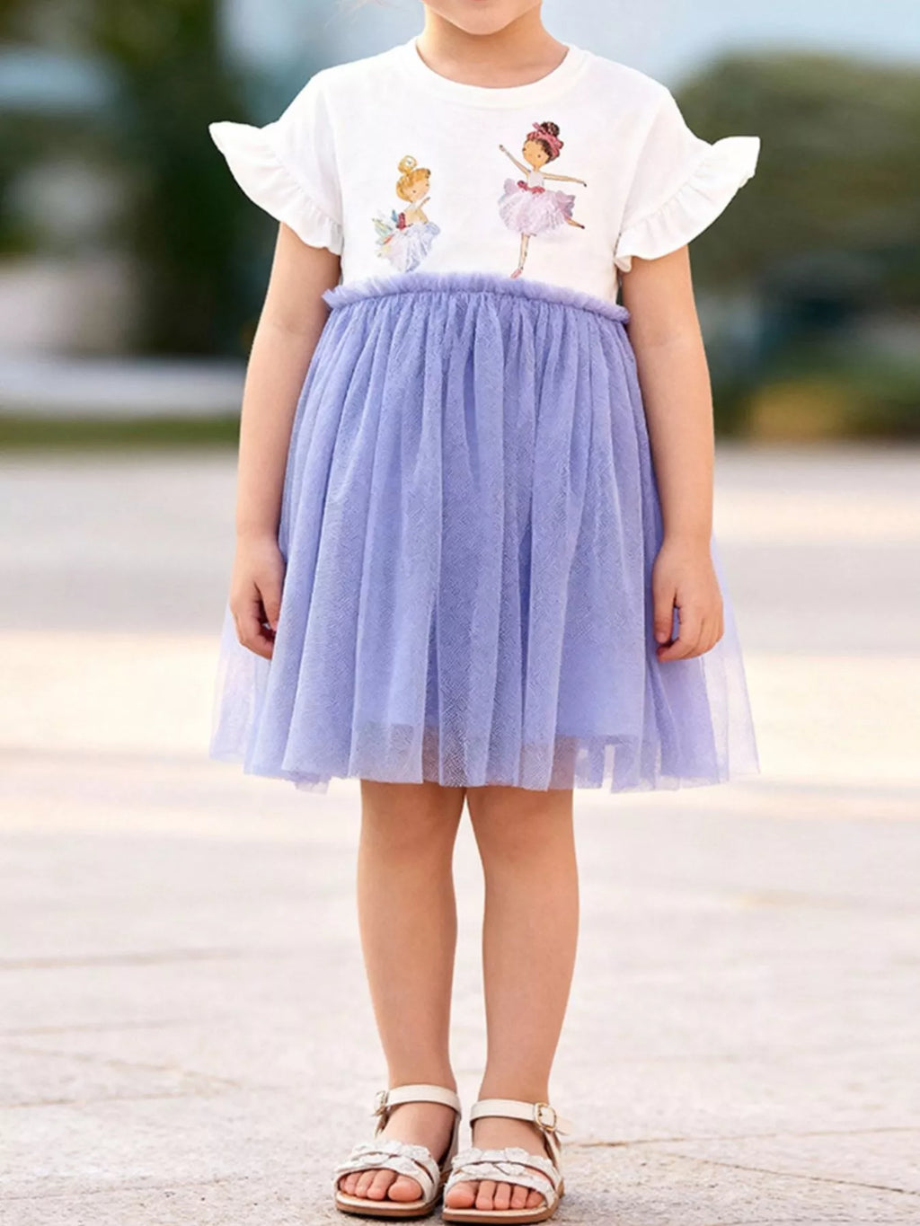 Children's Ballerina Round Neck Tulle Dress - Seedandsoulful