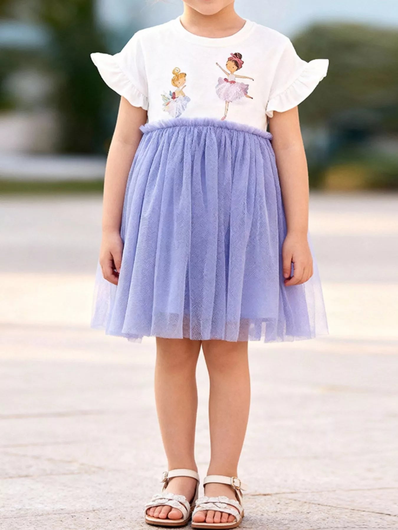 Children's Ballerina Round Neck Tulle Dress - Seedandsoulful