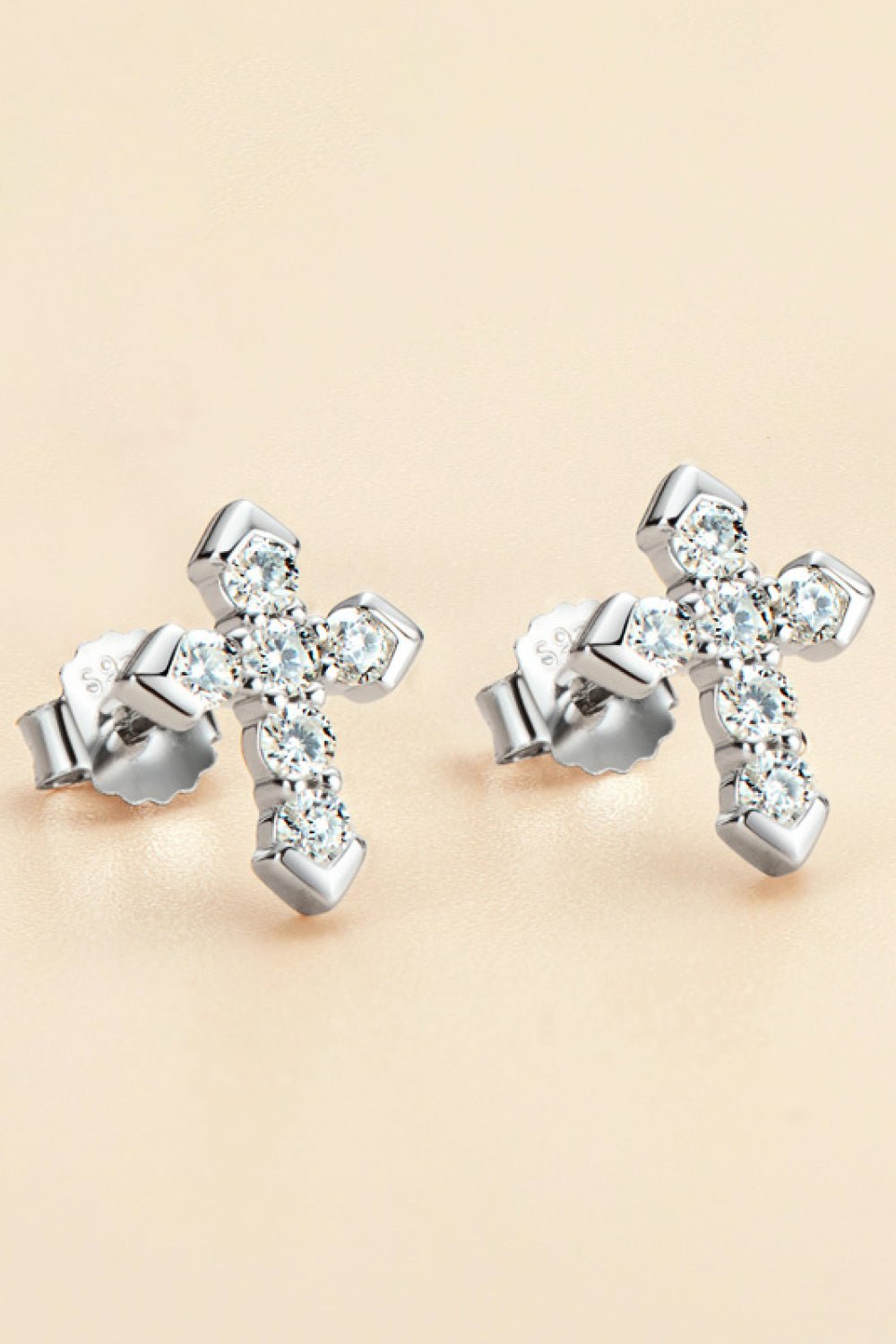 Moissanite Cross Stud Earrings - Seedandsoulful