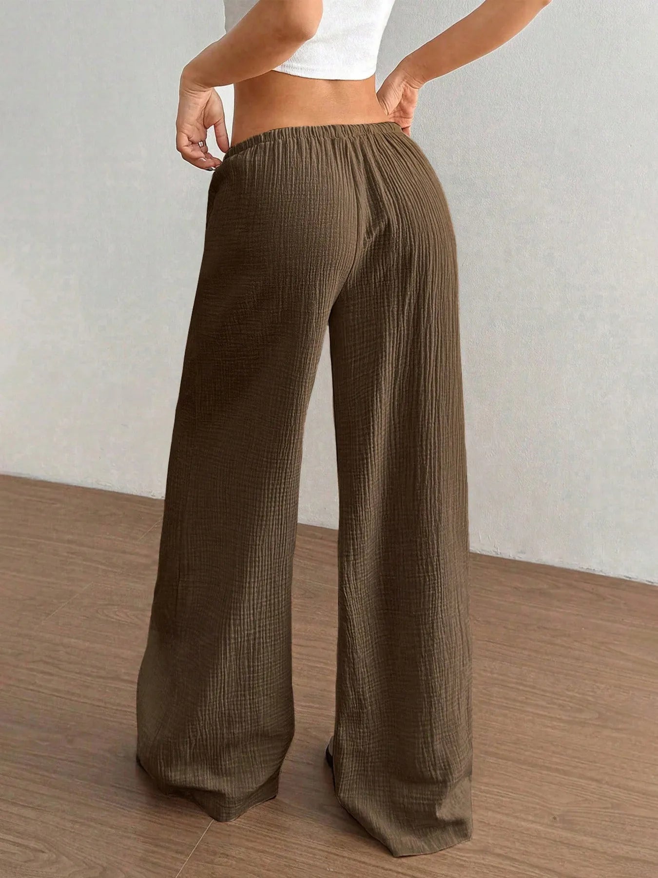 Drawstring Wide - Leg Casual Pants - Seedandsoulful