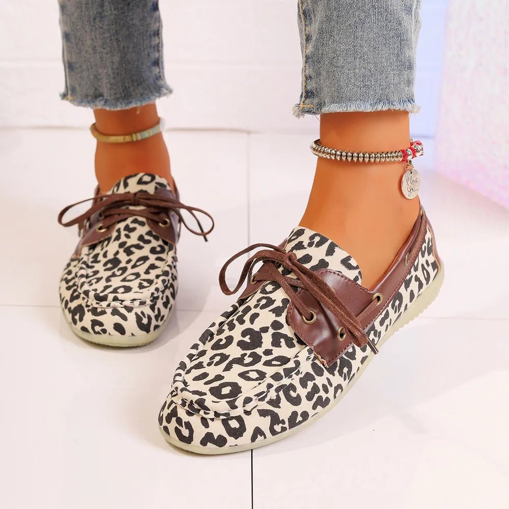 Lace Up Leopard Slip - Ons - Seedandsoulful
