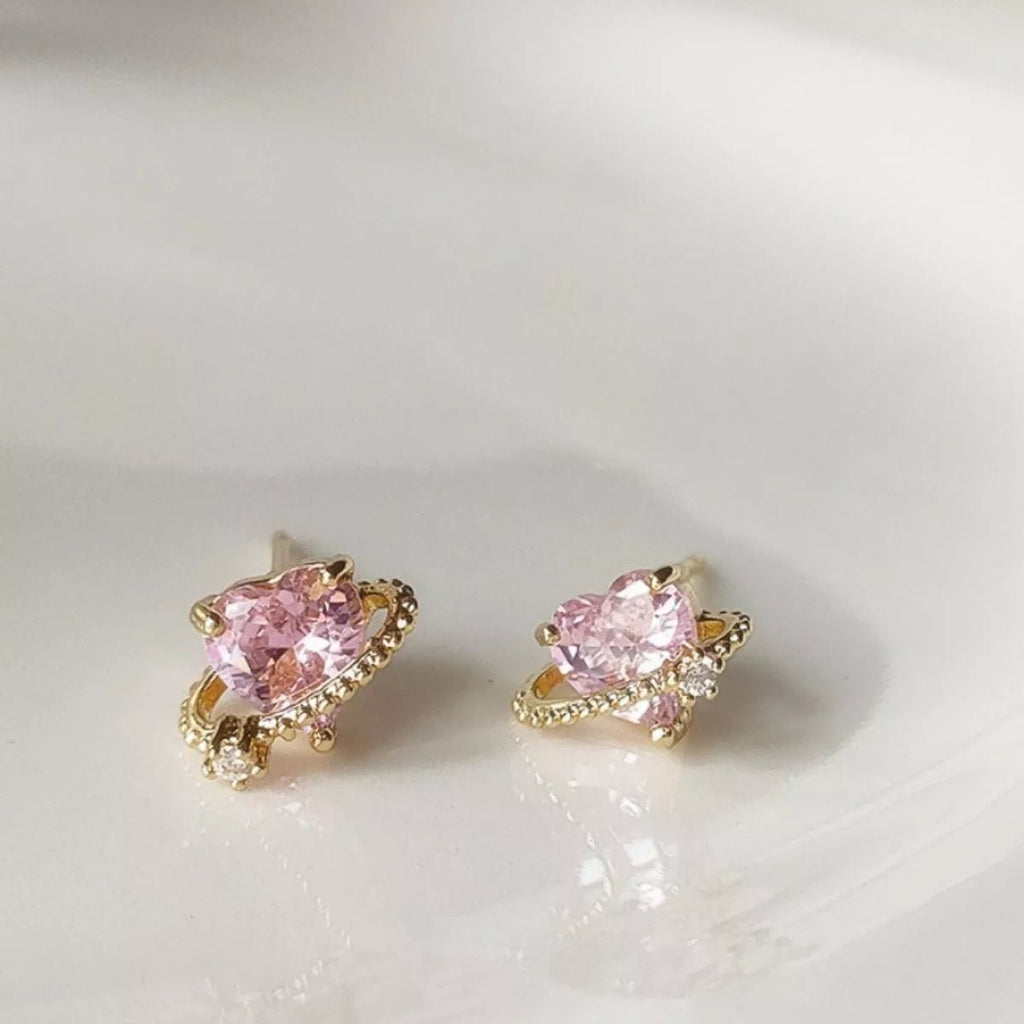 Heart Planet Stud Earrings - Seedandsoulful