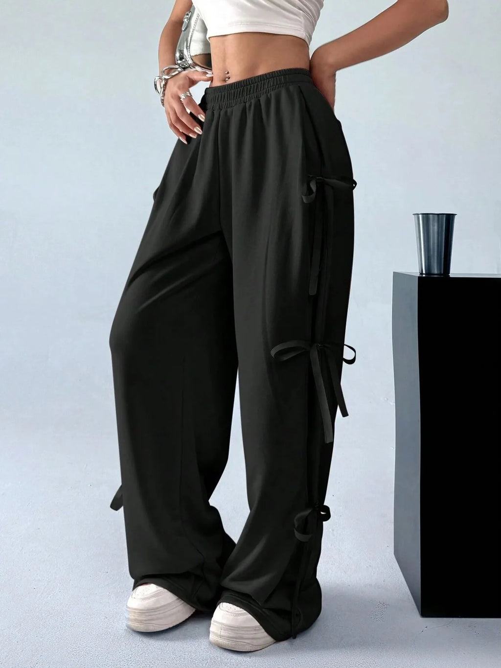 Cargo Wide Leg Pants with Side Tie Details - Seedandsoulful