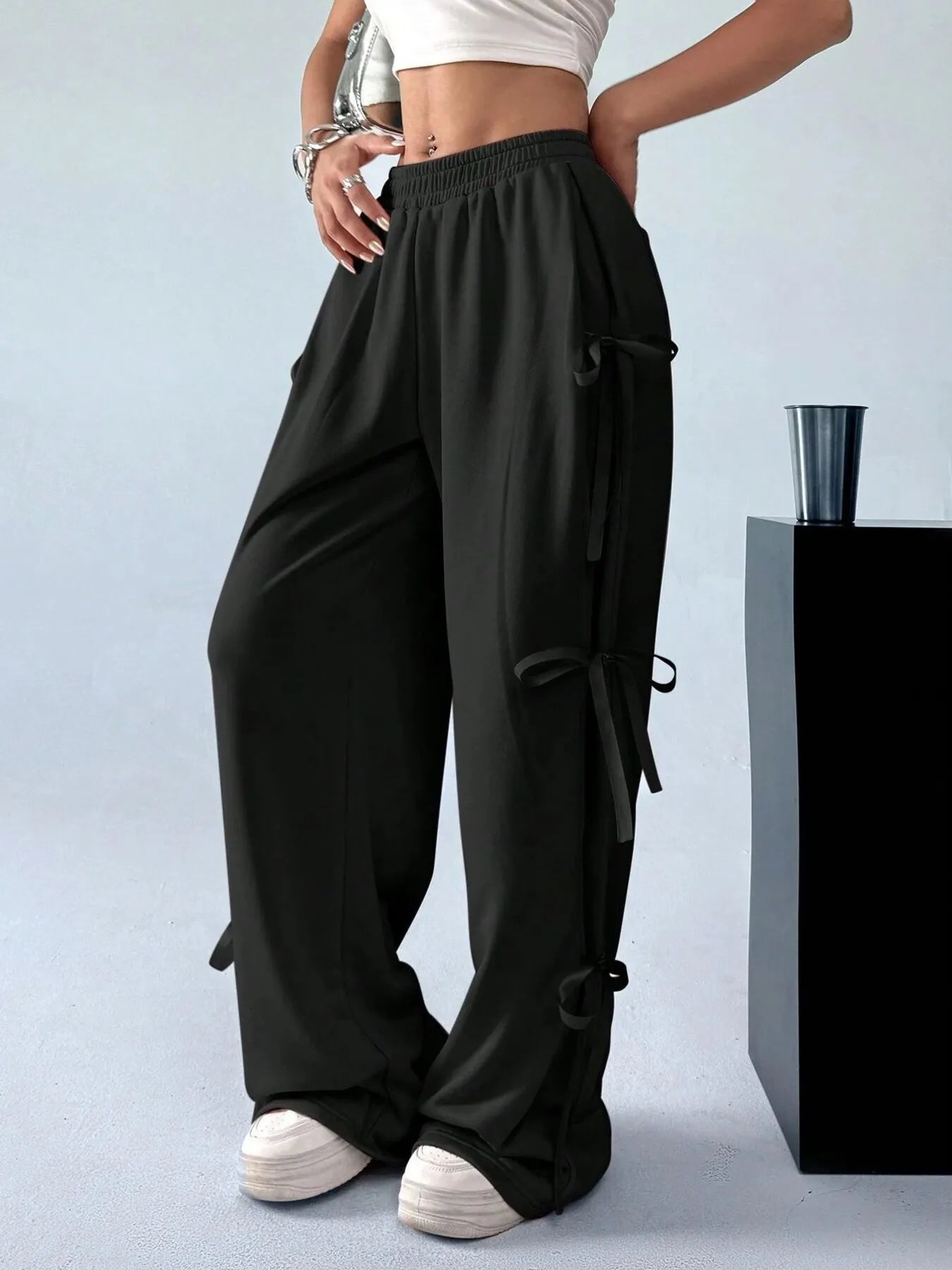 Cargo Wide Leg Pants with Side Tie Details - Seedandsoulful